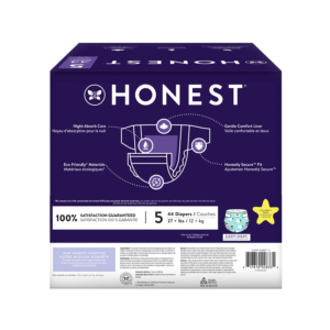 The Honest Company Overnight Baby Diapers, Sleepy Sheep, Size 5, 44 ct