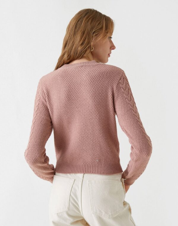 Knitted Detailed Sweater Cream - Image 2